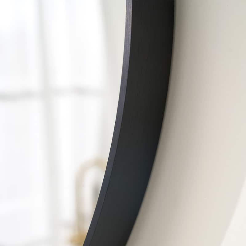 Bathroom Round Anodized Aluminum Framed Wall Vanity Mirror,Matte Black