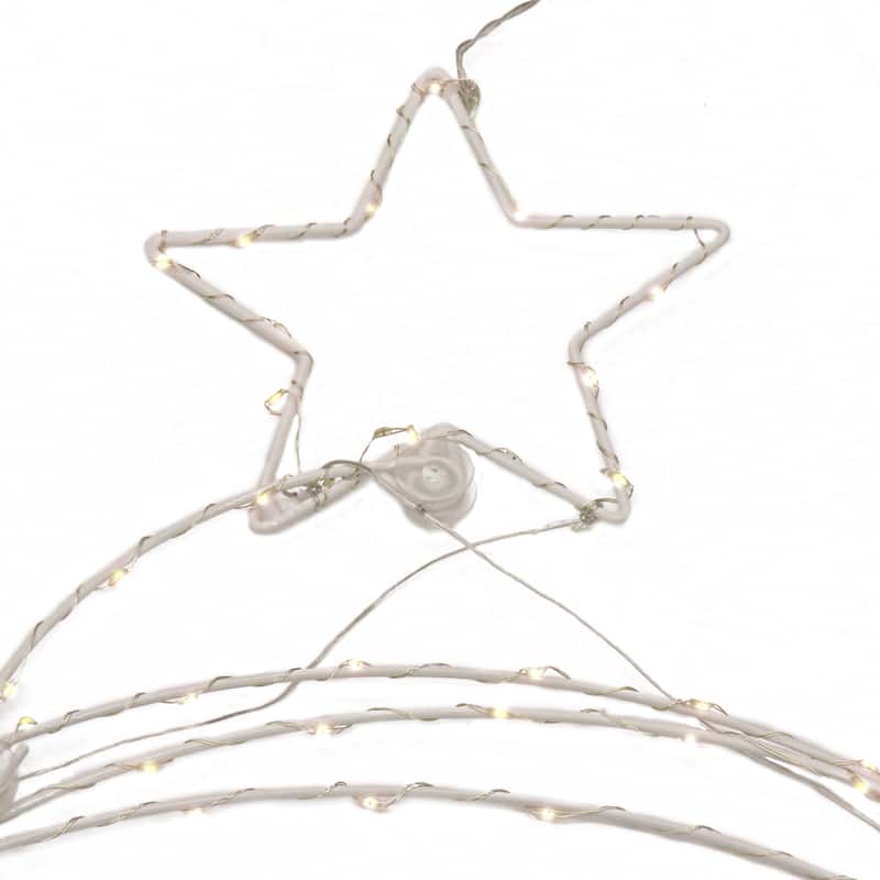 National Tree Company 37 in. Pre-Lit Hanging Metal Wire Tree Decoration - Silver - 37 in