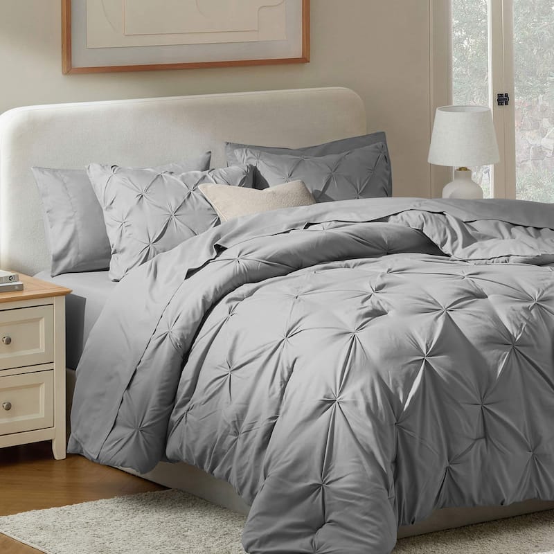 Nestl Pinch Pleate Comforter Set Bed in a Bag with Cooling Pillow