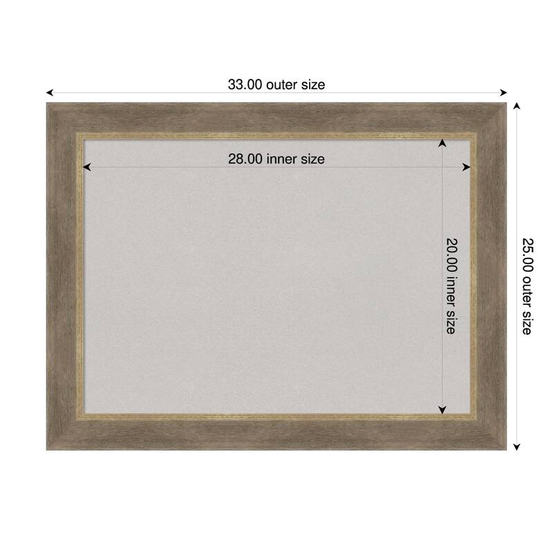 Driftwood Tan Wood Framed Cork Board - Bulletin Board, Organization Board, Pin Board - Grey - 33 x 25 in