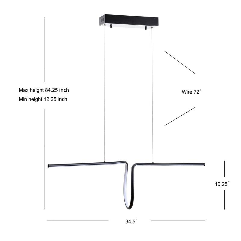 Sketch 34.5" Dimmable Adjustable Integrated LED Metal Linear Pendant, by JONATHAN Y