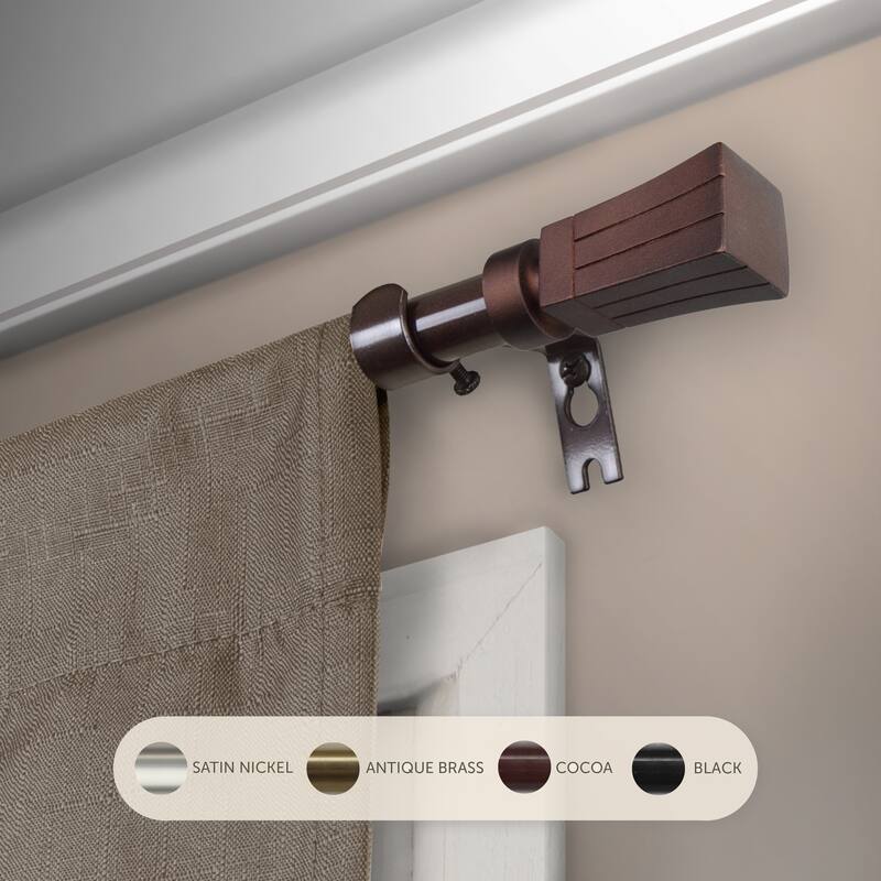 InStyleDesign Waver Adjustable Curtain Rod - 28 to 48 inches - Cocoa