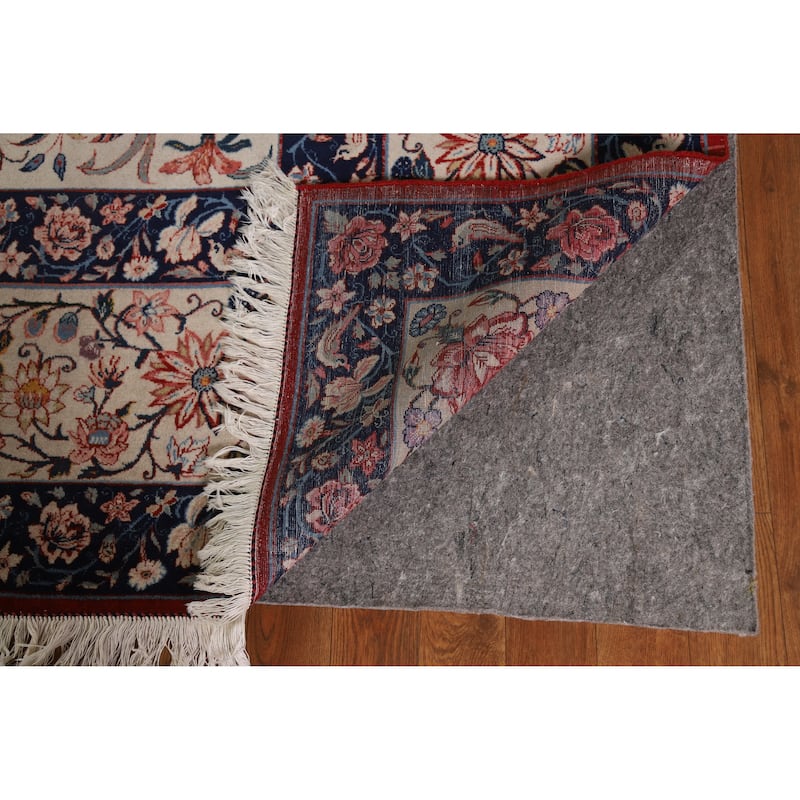 Hand Knotted Oriental 100% Wool Carpet Traditional All-Over Beige & Ivories Isfahan Area Rug - 12' 0'' X 8' 3''