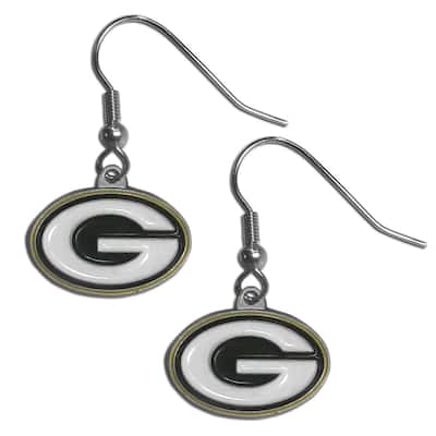 Green Bay Packers Logo Dangle Earrings (Silvertone) - Multi