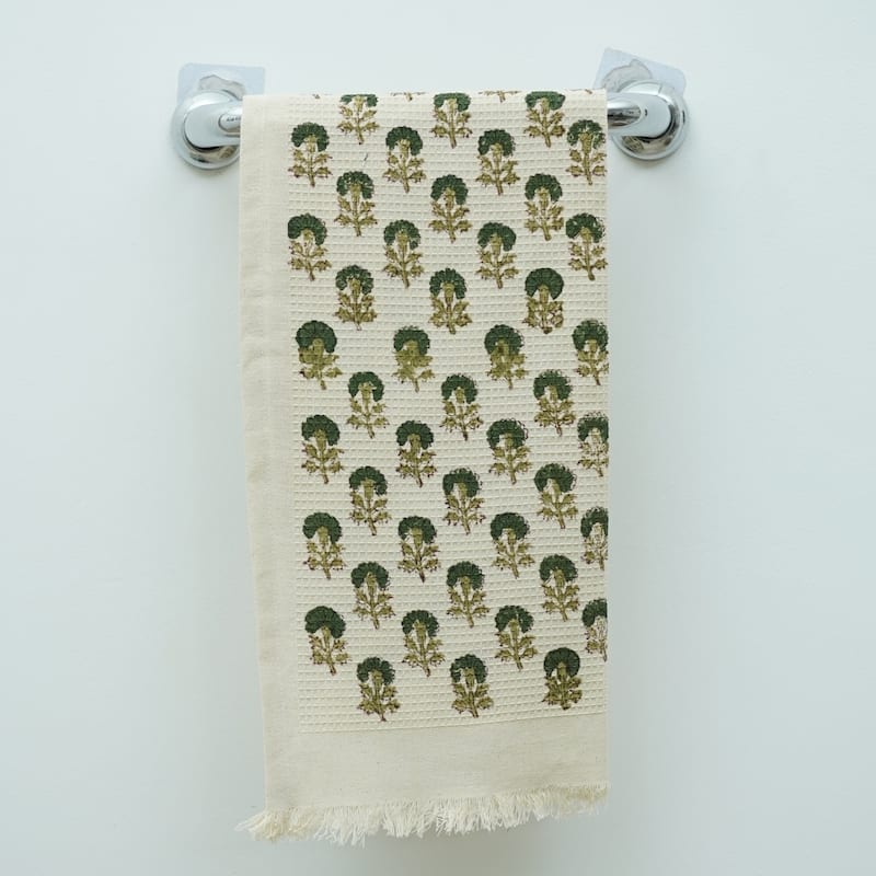 Fabdivine Handmade Floral Block Print Kitchen or Bath Room Hand Towels Home or Office Accent