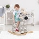 preview thumbnail 1 of 7, Qaba Kids Rocking Horse, Zebra Shaped Ride on Horse with Realistic Sound Black