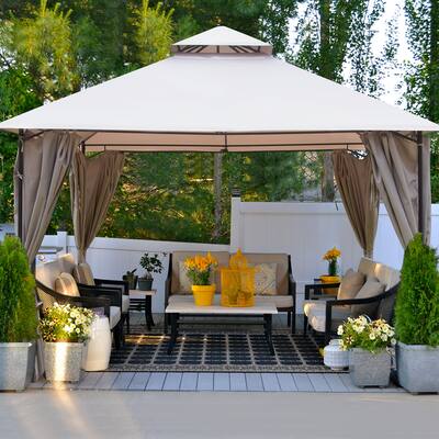 10x13ft Double Roof Patio Gazebo Outdoor Canopy Shelter