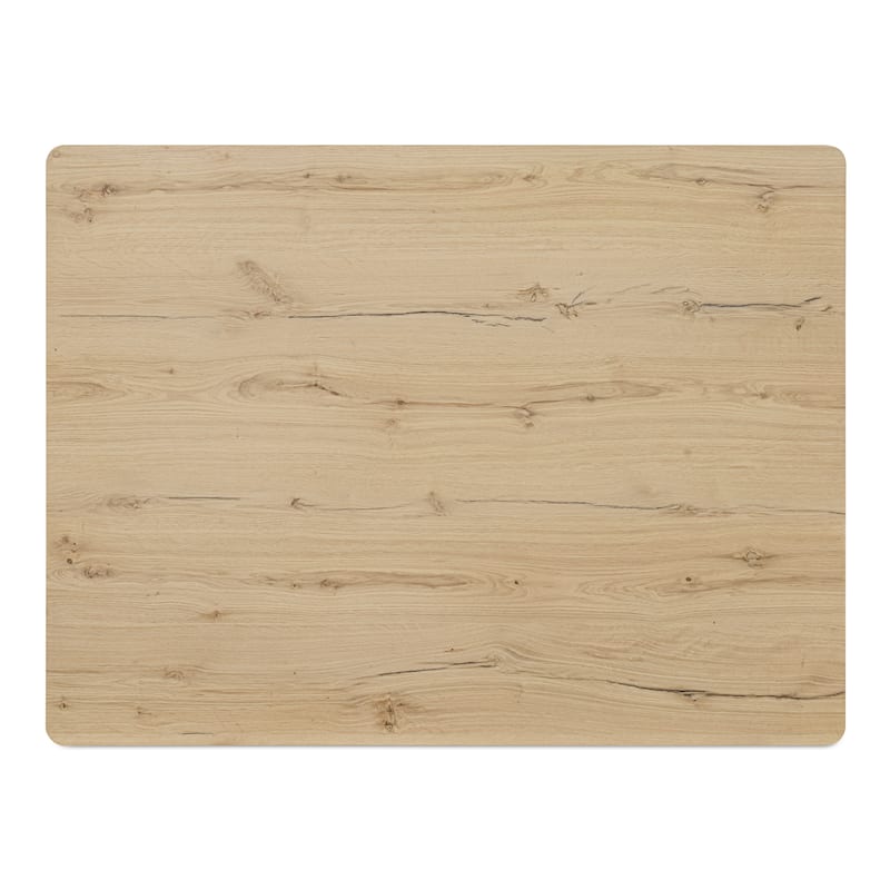 NADAAL STUDIOS Thalor Coffee Table, Large Rectangular Solid Oak Edge, Bullnose Vertical Support, Dark Brown