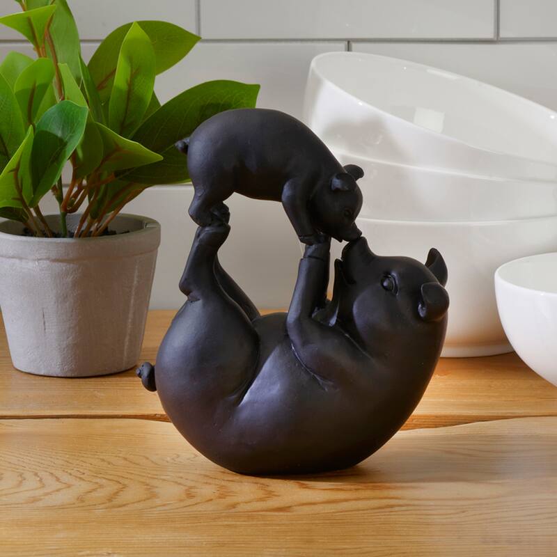 Elements Mother Pig and Baby Pig Figurine, 5X6 Inch