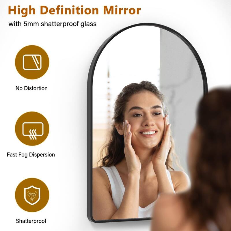 Matte Black Round Mirror