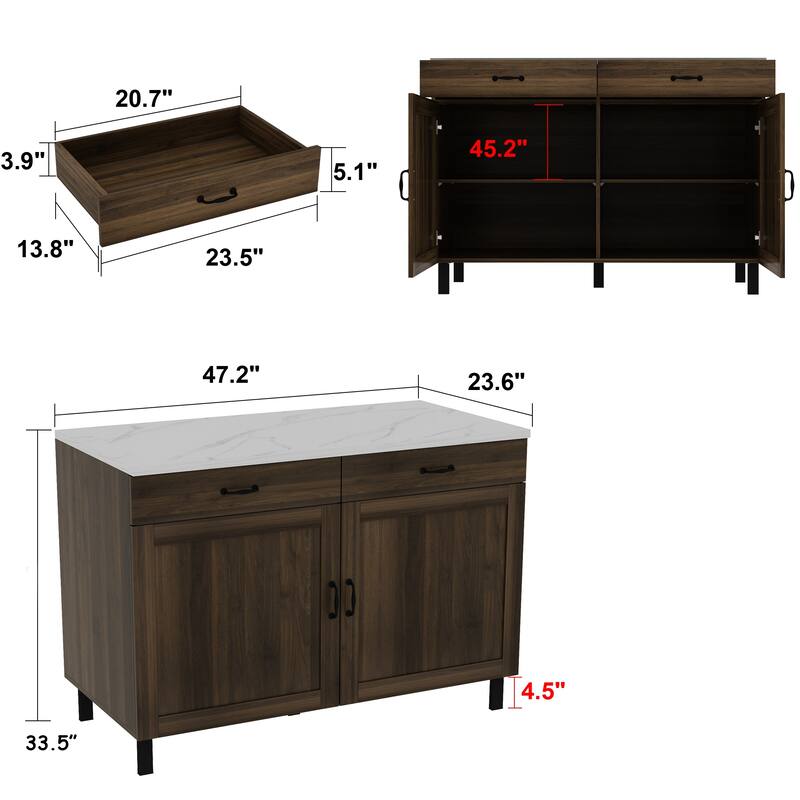 Elegant Kitchen Island - Organize and Beautify Your Space Buffet Table - 47.2"X23.6"X33.5"