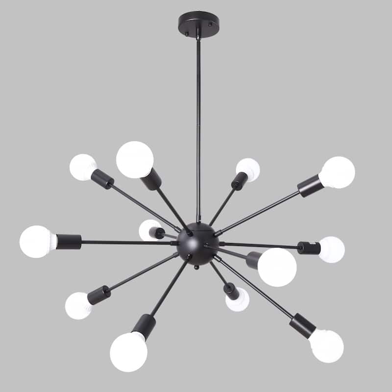 12-Light Sputnik Sphere Chandelier, Classic Semi Flush Mount Chandelier for Living Room Kitchen Island Dining Foyer
