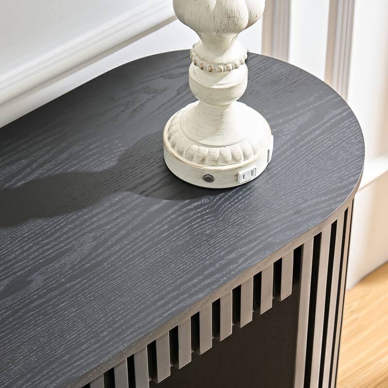 59.05'' Modern Vertical Stripe Console Table With Hidden Drawer