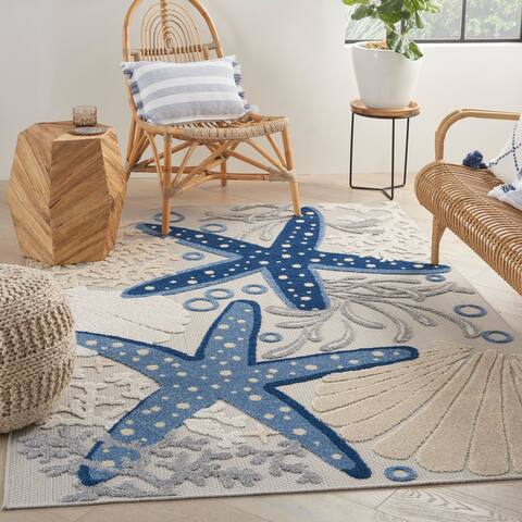 Nourison Aloha Coastal Beach Starfish Indoor/Outdoor Area Rug