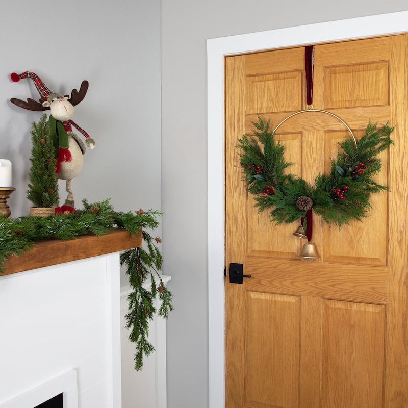 Cypress Pine Berries Artificial Christmas Wreath 28" Unlit