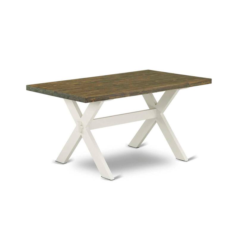 HomeStock 5-Piece Distressed Jacobean Finish Solid Wood Top Dining table with 4 Chairs