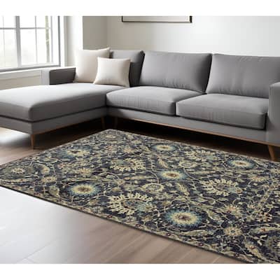 HomeRootsOriental Traditional Rectangle Area Rug - 153.54' X '118.11' X '0.32