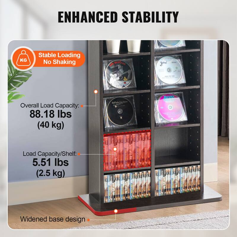 Media Storage Cabinet, DVD Cabinet with Doors and Shelves, CD Storage, Adjustable DVD Shelf, Protects & Organizes Music