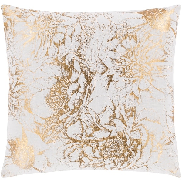Shop Karolina Metallic Floral Gold Throw Pillow Cover 22 Inch Overstock 23143123
