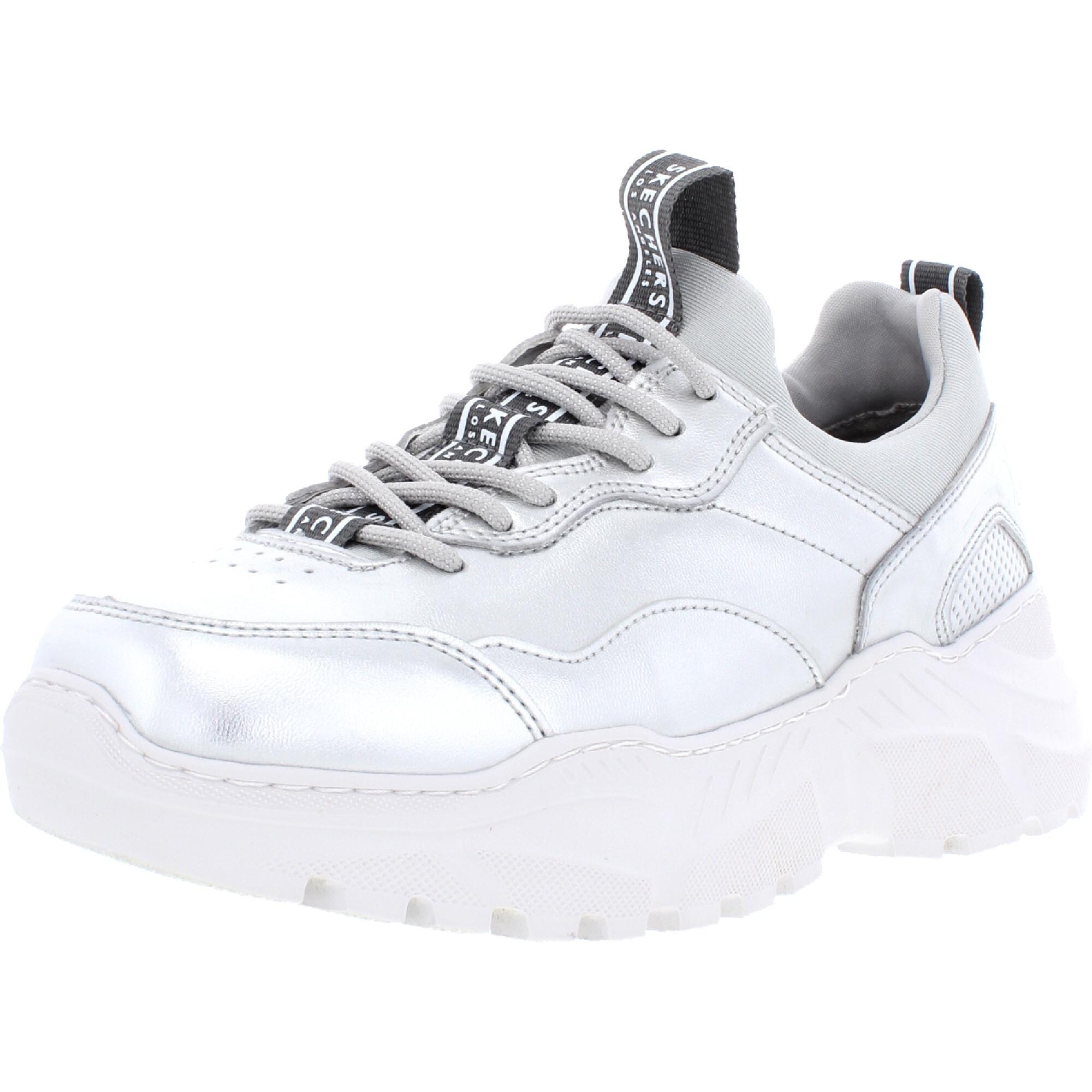 skechers womens white tennis shoes