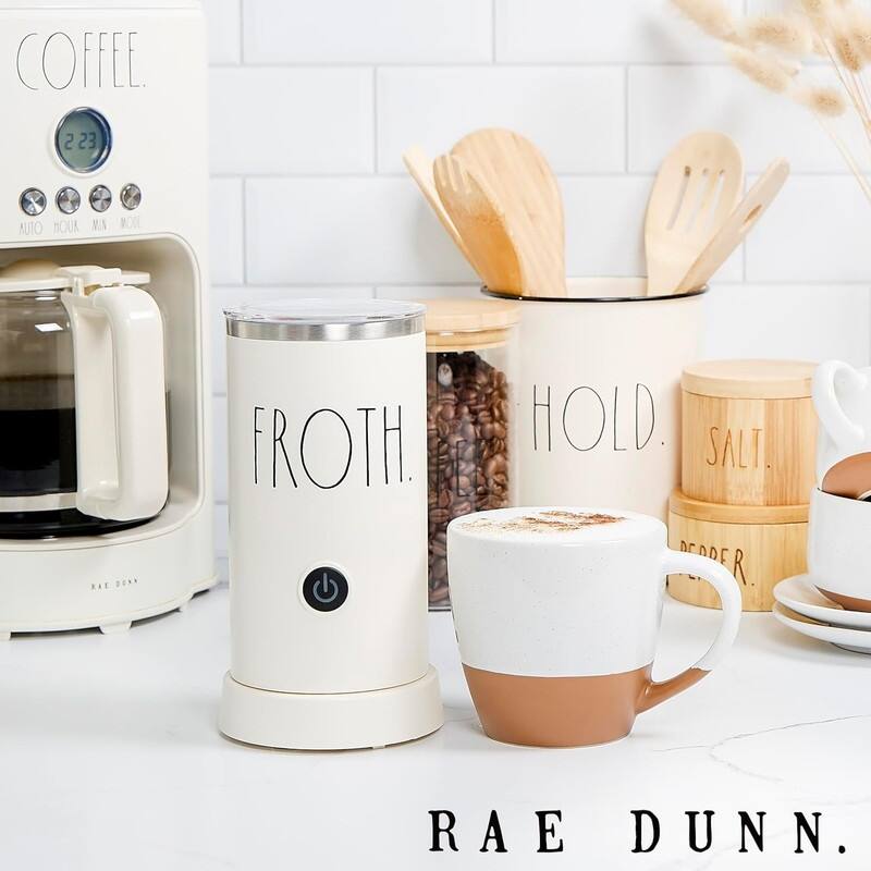 Rae Dunn Electric Milk Frother Steamer -Automatic Milk Steamer and Frother, Hot and Cold Foam Maker- 550 Watt