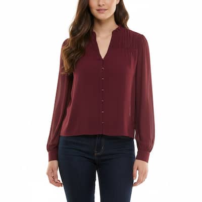 Nicole Miller Ruffle Long Sleeve Blouse
