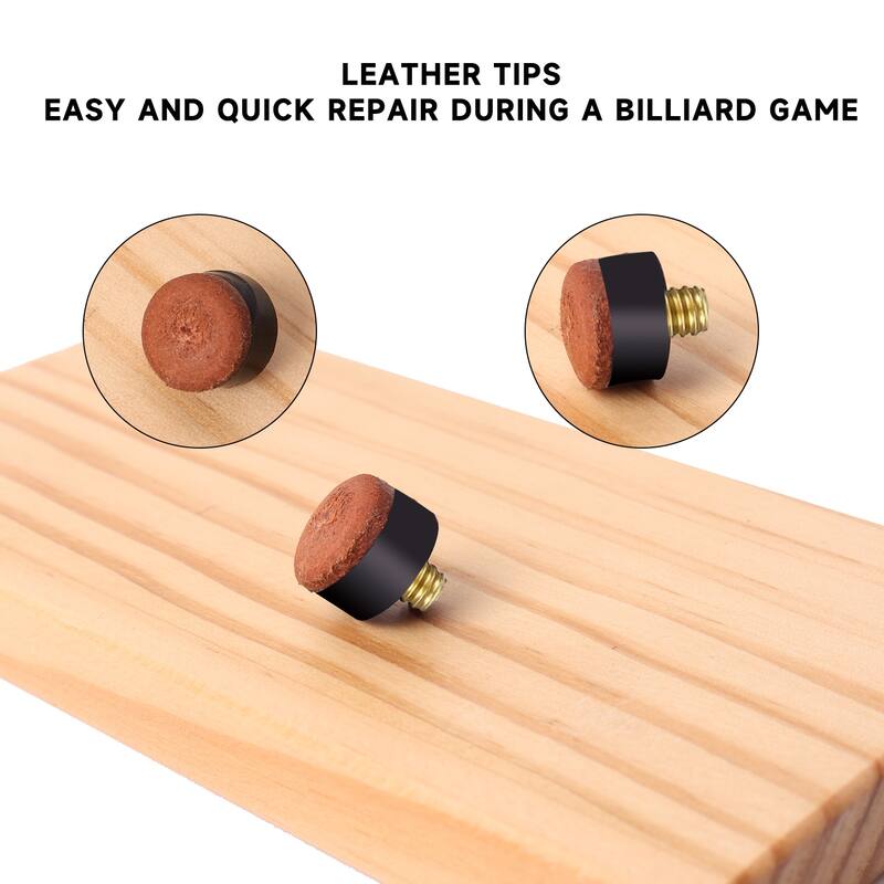 GSE™ 10-Pack 12mm/13mm Billiard Cue Tips, Soft/Hard Replacement Pool Cue Stick Screw-on Tips & Nylon Ferrules