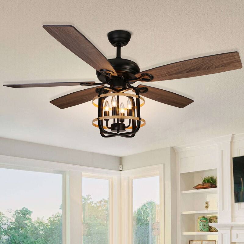 Rustic Ceiling Fan with Light Industrial Ceiling Fan - 52inch