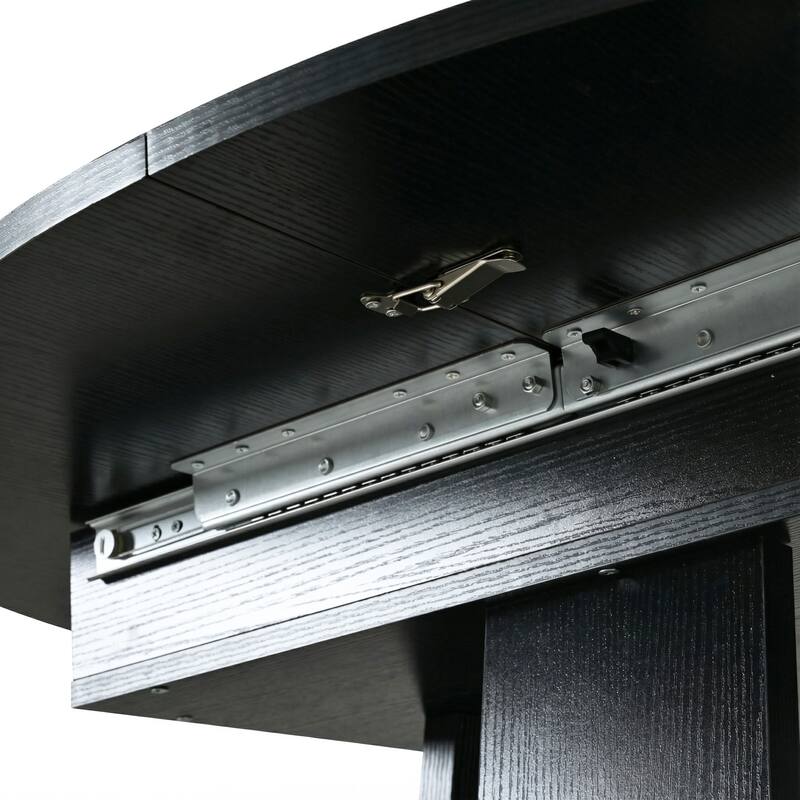 43"-59" Extendable Oval Dining Table with Storage Base, Modern Round to Oval Kitchen Table