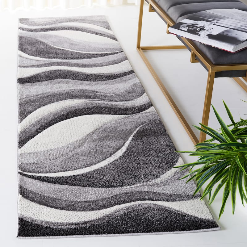 SAFAVIEH Hollywood Deep Mid-Century Modern Abstract Rug - 2'3" x 10' Runner - Grey/Ivory - Runner