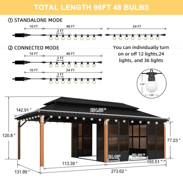 PURPLE LEAF Double Top Outdoor Sunroom All-Weather Screen House Patio Hardtop Gazebo