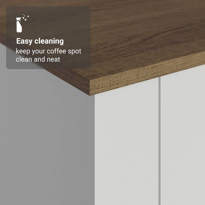 Madesa Coffee Bar Cabinet with 3 Doors Storage for Kitchen & Office