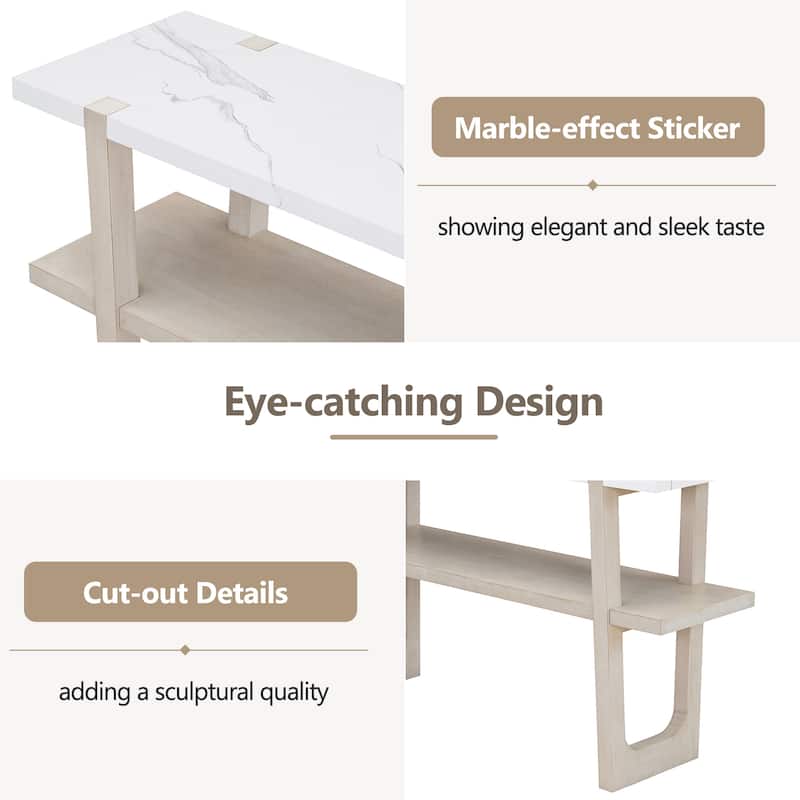 Retro Narrow Console Table with Open Shelf