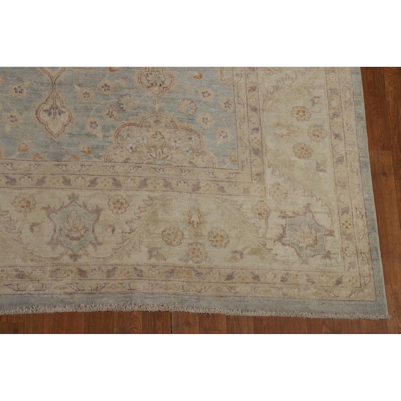 Vegetable Dye Oushak Turkish Area Rug Hand-Knotted Wool Carpet - 8'11" x 11'11"