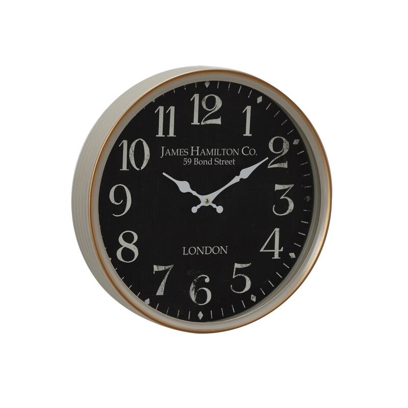 Metal Decorative Wall Clock - Black - Roche River Decor