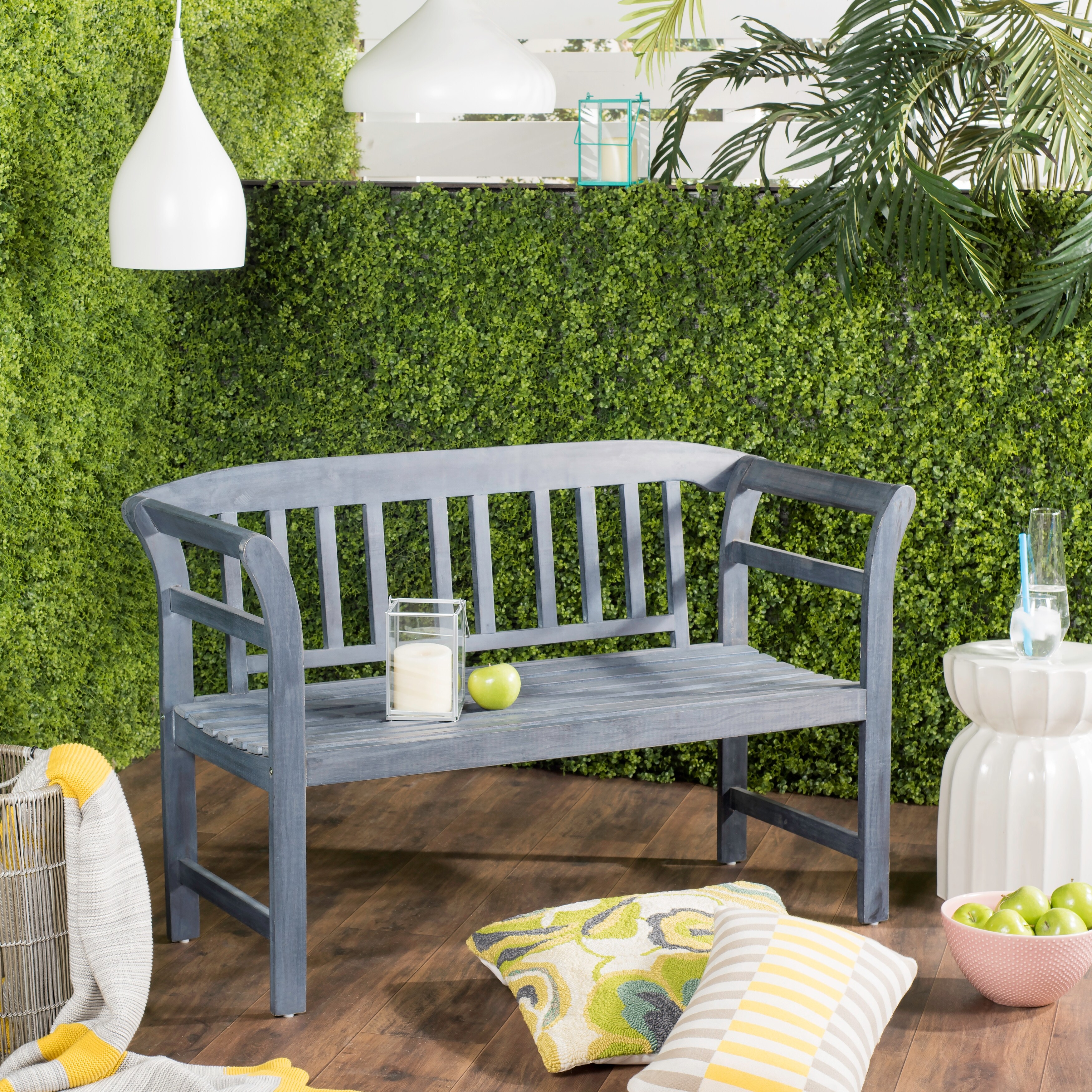 SAFAVIEH Outdoor Aliza 2-Seat Bench - 20Wx49Dx31H