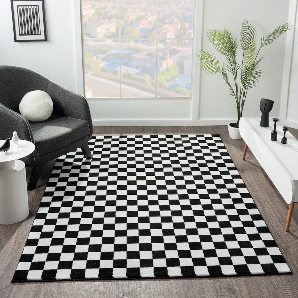 Luxe Weavers Geometric Checkered Area Rug for Living Room and Bedroom