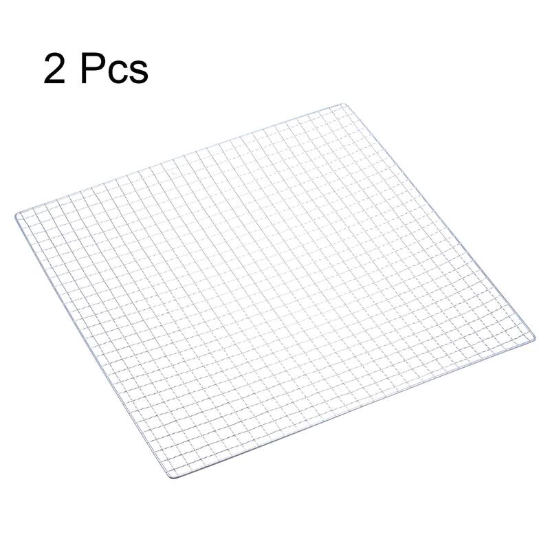 2pcs Square BBQ Grill Net 15.7"x15.7" Galvanized Iron Barbecue Mesh for Baking