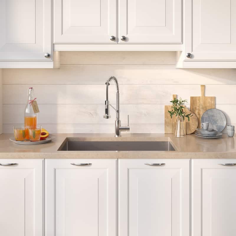 Kraus 3-in-1 Set Undermount Kitchen Sink, Pulldown Faucet, Dispenser