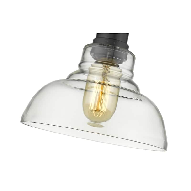 Yep by Golden Lighting Carver 1-light Pendant in Matte Black and Clear Glass