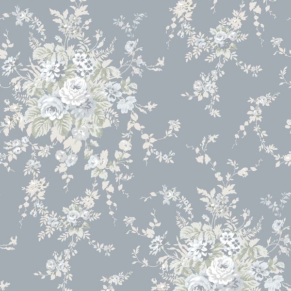 slide 2 of 4, Shabby Chic by Rachel Ashwell Garden Floral Slate Grey Wallpaper