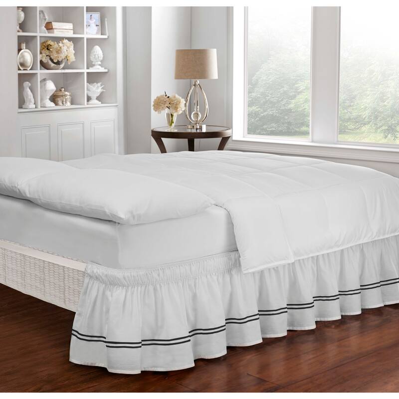 Copper Grove Barron River Easy Fit Adjustable Baratta Stitch Embroidered 18-inch Drop Bed Skirt