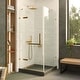 preview thumbnail 4 of 35, Fine Fixtures Frameless Shower Enclosure Hinged Glass Shower Door - Tempered Glass 42 Inch - Satin Brass