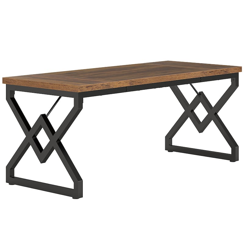 63-inch Executive Desk with Metal Frame, Modern Office Computer Desk for Home Office