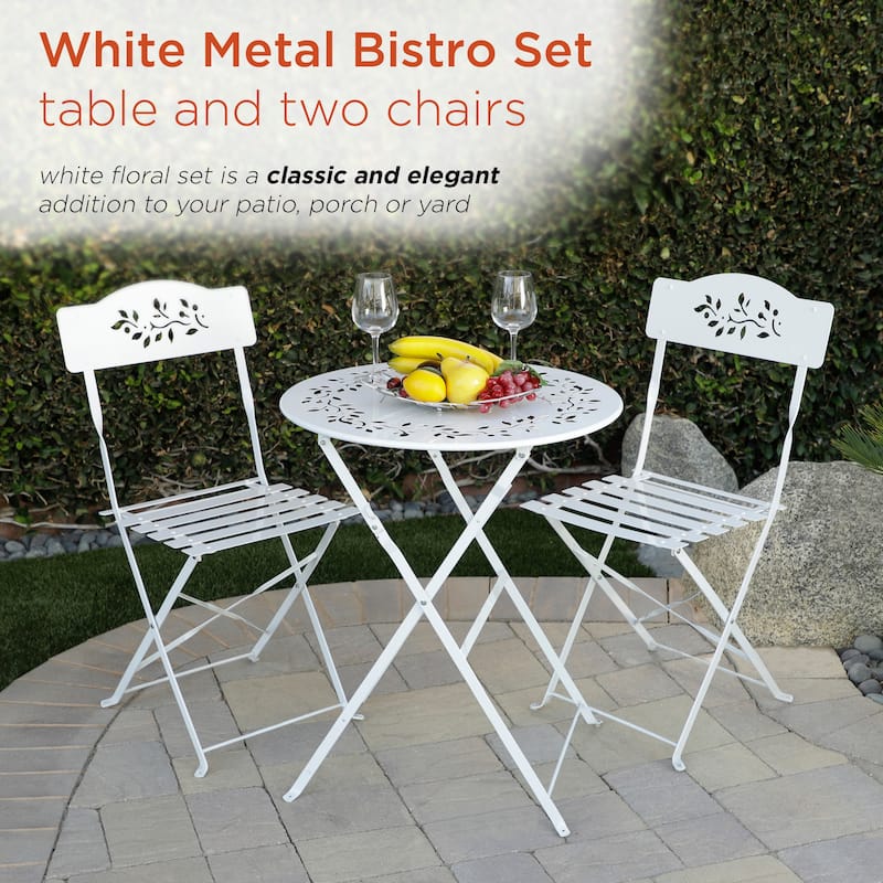Alpine Corporation Indoor/Outdoor 3-Piece Bistro Set Folding Table and Chairs Patio Seating