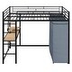 preview thumbnail 26 of 78, Full Size Metal Loft Bed with Workstation Desk, Built-In Shelves, LED Light Strip, Power Outlet & Hanging Wardrobe Storage