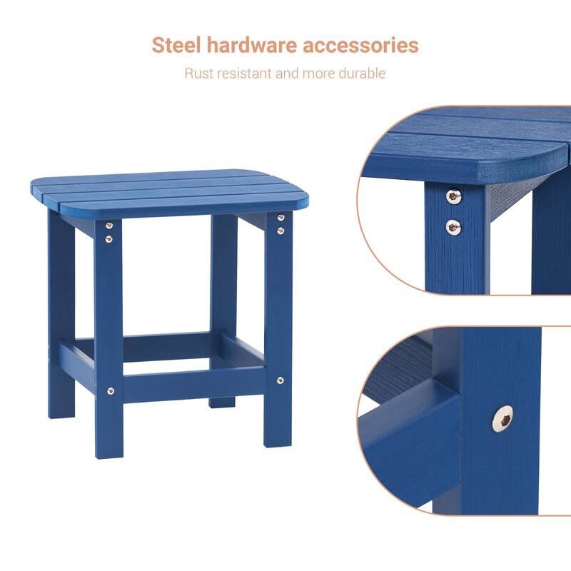 LIVOOSUN Patio Adirondack Plastic Wood Outdoor Side Table for Deck
