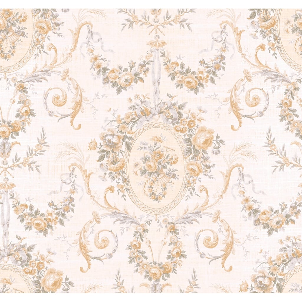Seabrook Designs Christiane Floral Cameo Unpasted Wallpaper - 27 in. W x 27 ft. L