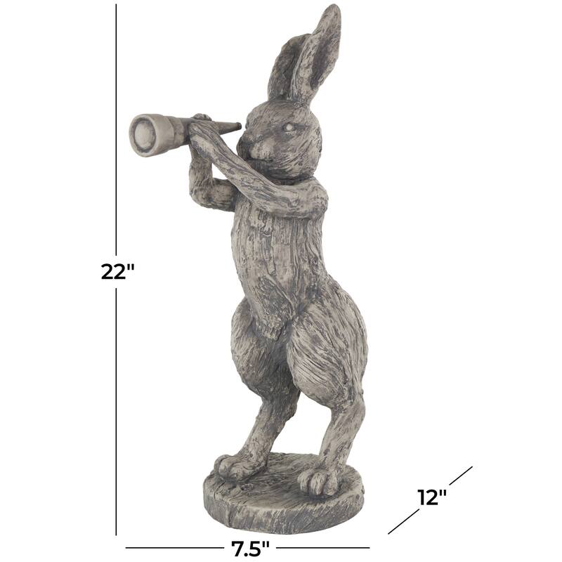 Polystone Rabbit Textured Sculpture with Telescope - Gray - Roche River Decor - 12"W x 8"L x 22"H