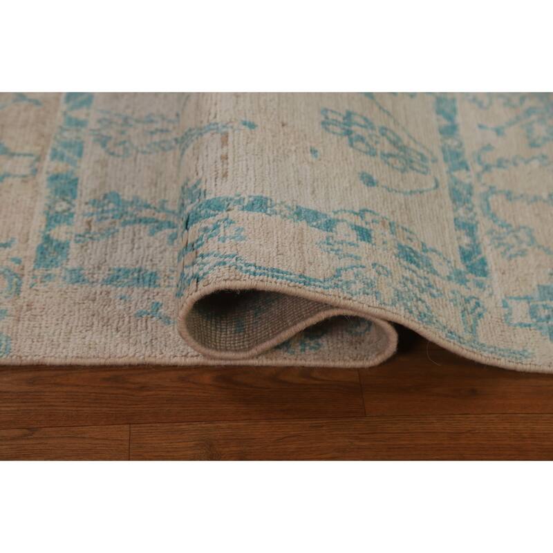 Traditional Geometric Oushak Turkish Oriental Wool Rug Handmade Carpet - 1'11" x 3'11"